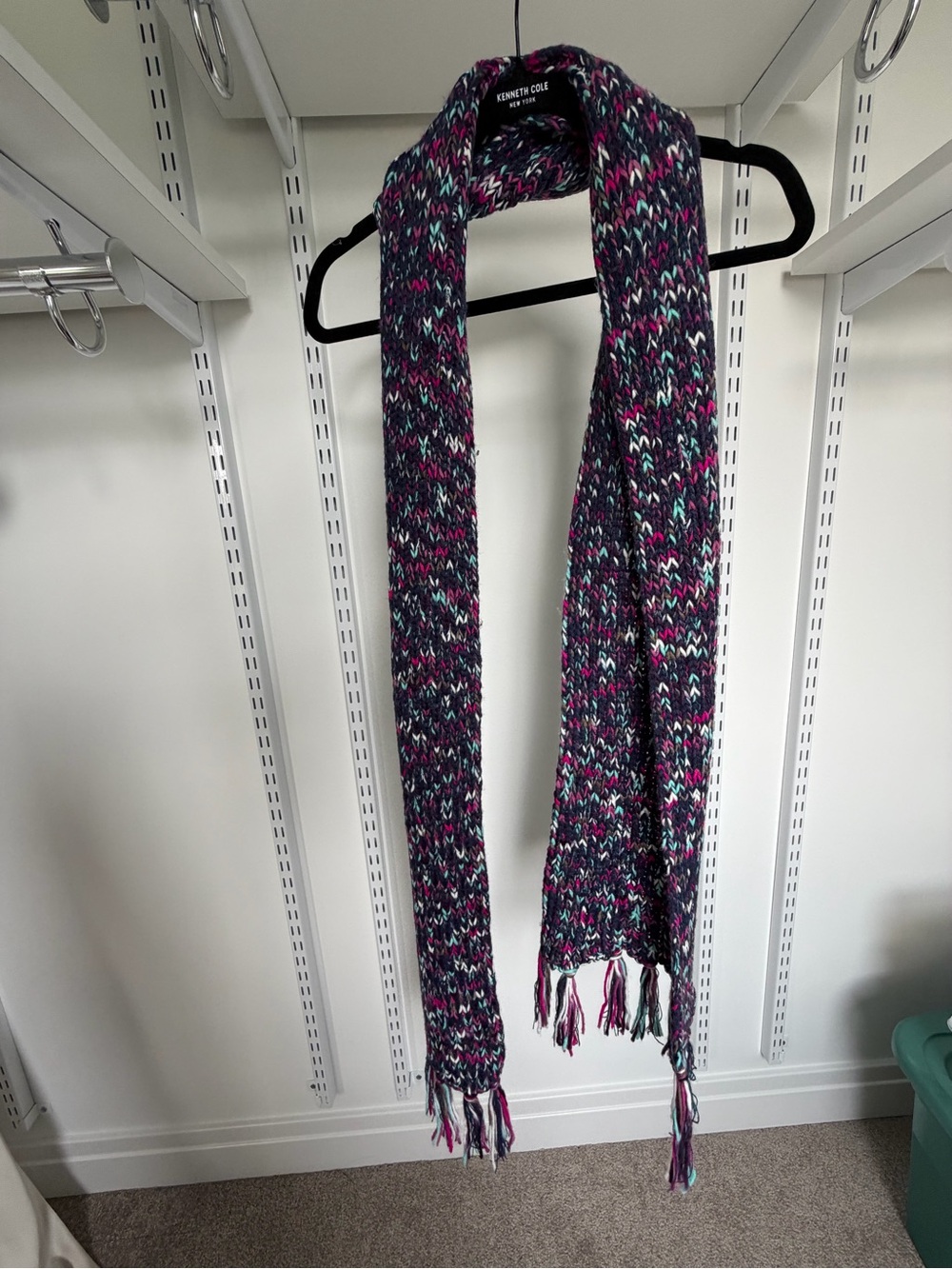 Garage Multicolor Knit Scarf with Pink, Black & Teal Accents